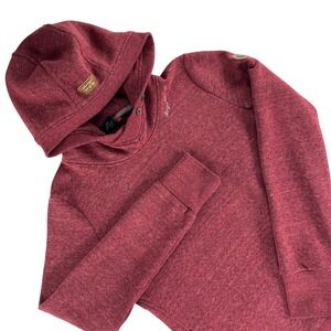 Ragwear Hoodie Women M Burgundy Geometric Pattern Vegan Cotton Blend Pullover